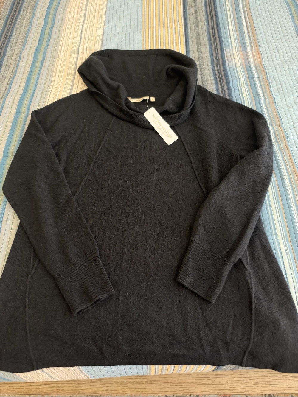 Soft surrounding black cashmere sweater with cowl neck SizeXL NWT